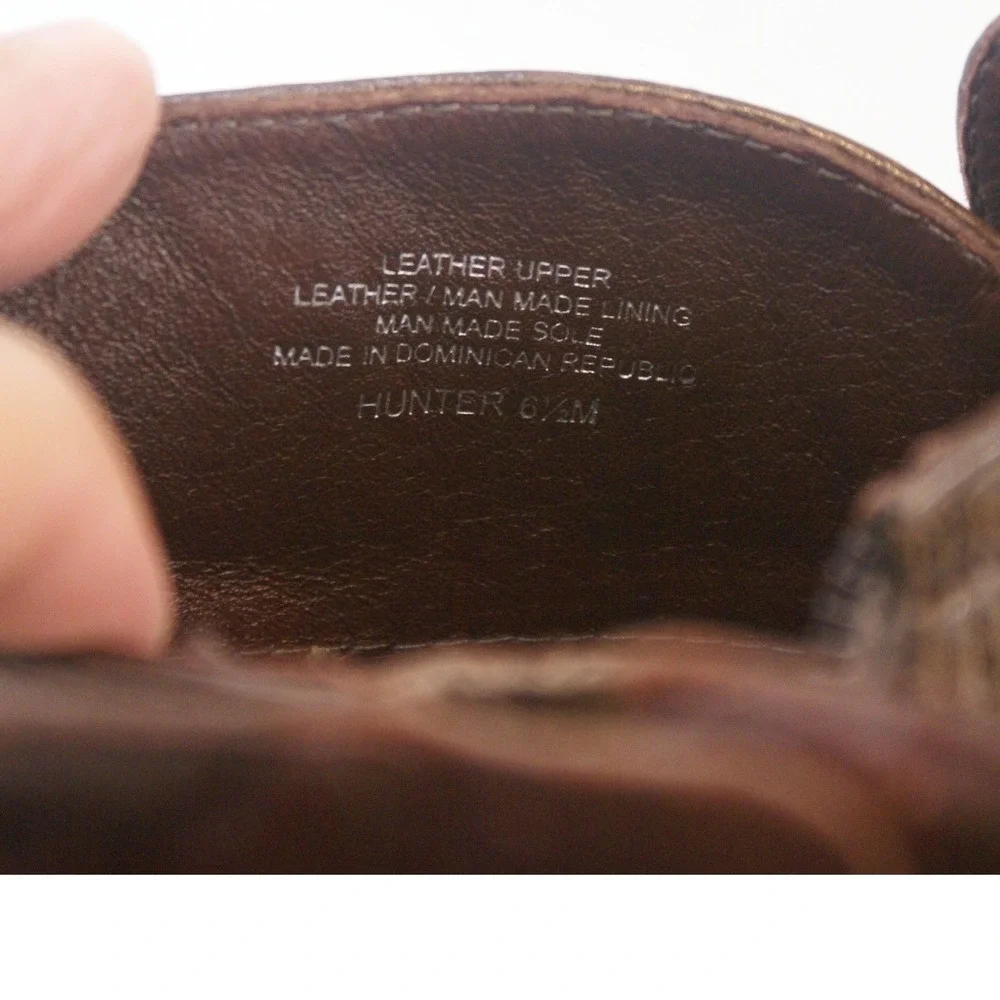 Nurture Hunter Brown Leather Ankle Boots‎ Buckle Zip Booties Womens 6.5M